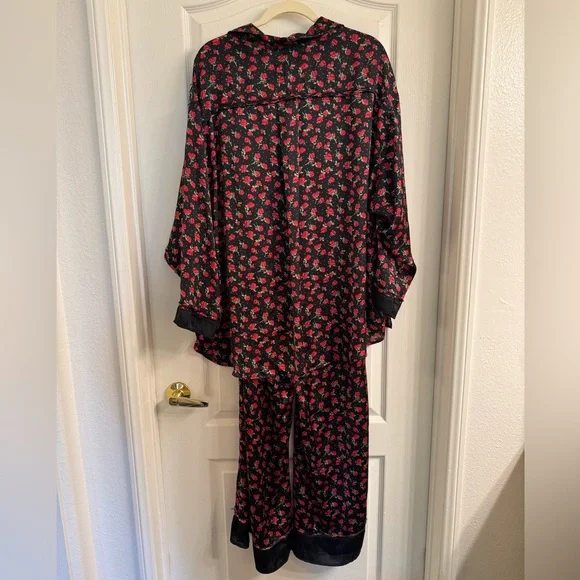Free People Black and Red Floral Pajama set - Picture 4 of 4